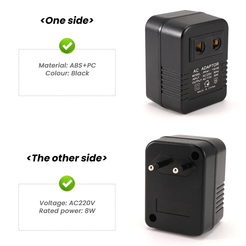 ABGR-2PCS محول خفض محول السفر AC220 فولت إلى 110 فولت محول جهد كهربي محول جهد كهربي منظم الاتحاد الأوروبي التوصيل