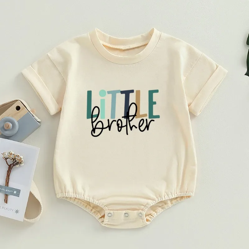 Big Brother/little Brother Print Family Brother Outfits Short Sleeve Kids -shirt+baby Romper Summer Retro Brother Outfit Clothes