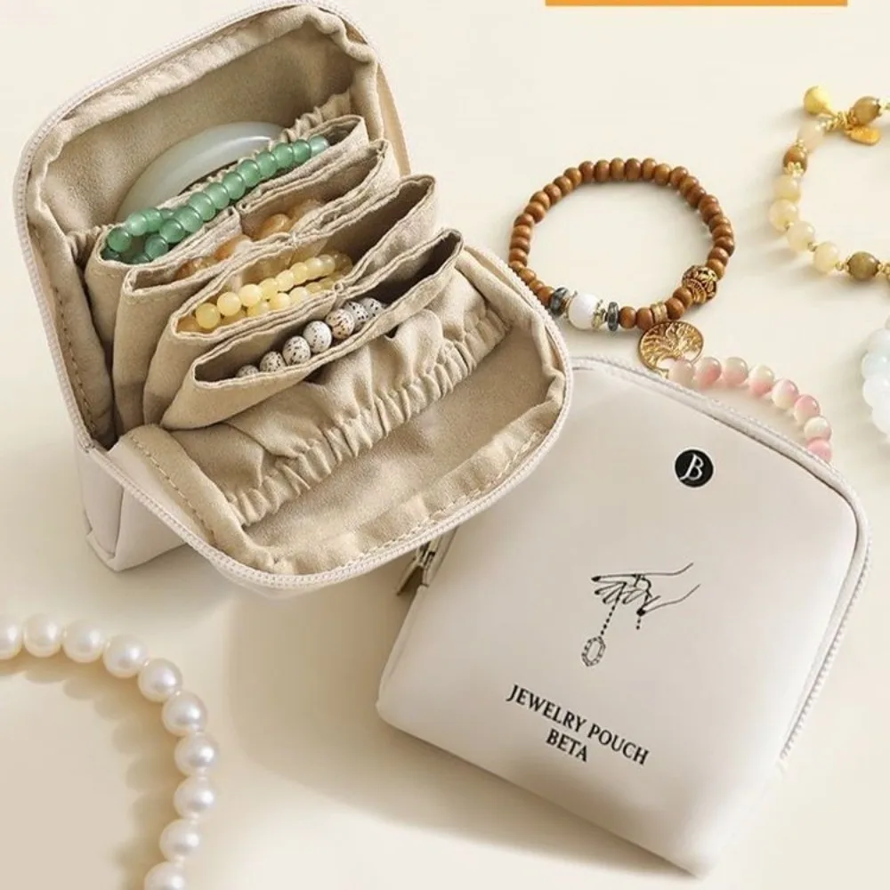 Durable PU Leather Jewelry Bag Solid Color Multi Layer Jewelry Pouch Large Capacity Jewellery Case