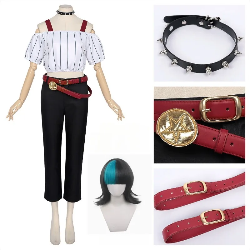 

2026New Hoshi Kirara Cosplay Costume Wig Anime Top Pants Accessories Hair Suit Adults Women Halloween Party Roleplay Outfit