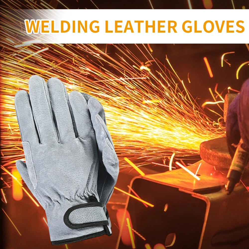 Work Gloves Cowhide Leather Welding Gloves Heat Resistant Security Protection Safety Work Gloves For Welder