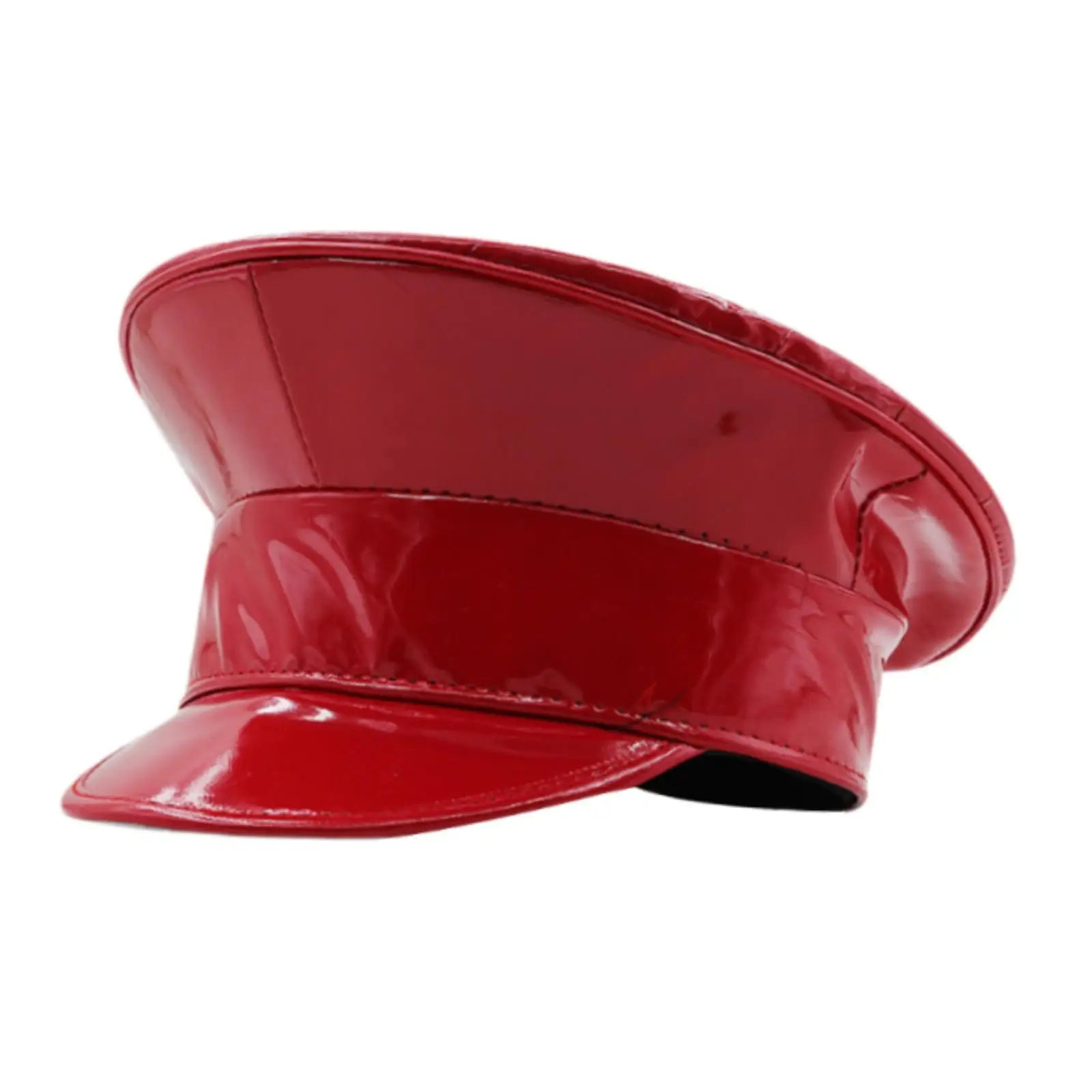 Bright Christmas Sailor Hat Shiny PU Leather Visor Cap for Themed Event Stage Cosplay Holiday