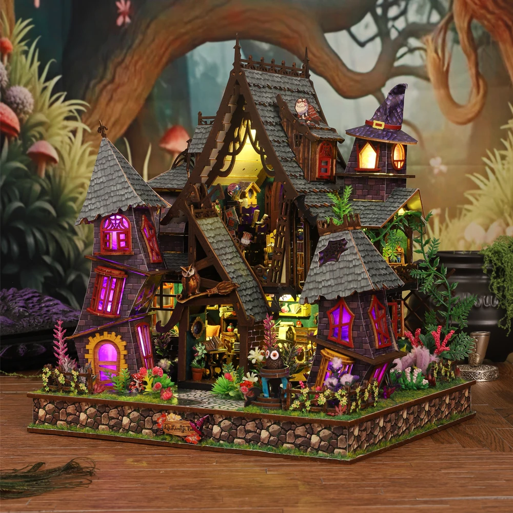 FurHaven NEW Retro Strange Castle DIY Wooden House Figurines Miniature Kits Home Desk Decoration For Adult Handmade Gifts