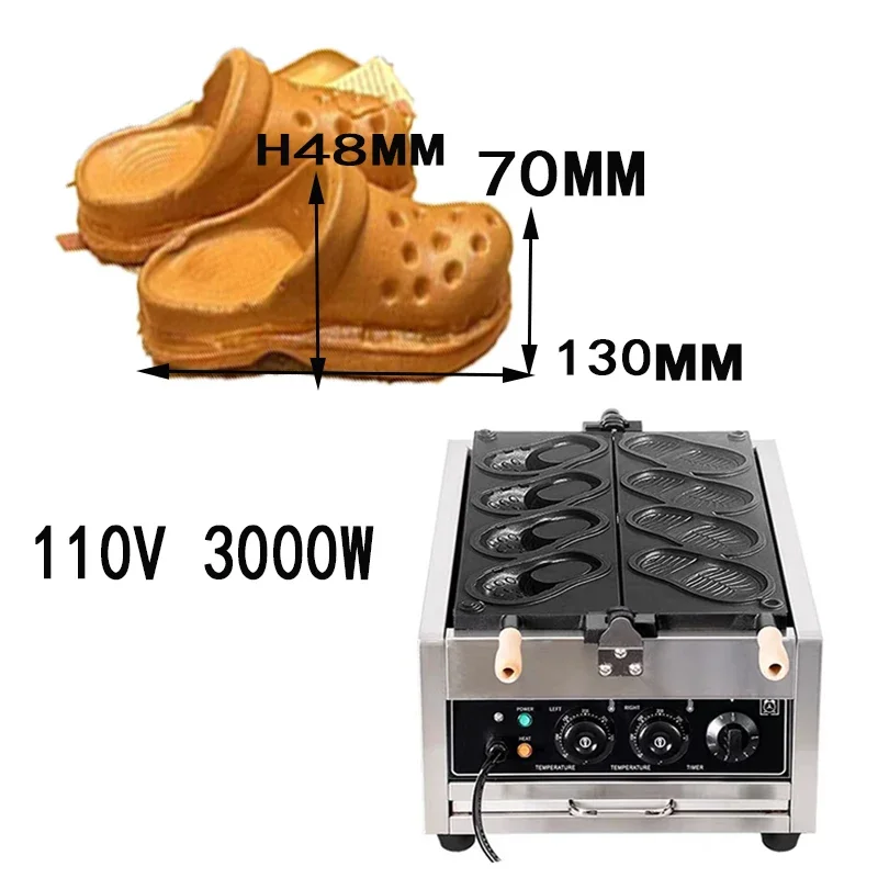 

Electric Shoe-Shaped Waffle Making Machine Set Non-Stick Coated 4pcs Commercial Bread Baker Shoe Form Maker for Kitchen