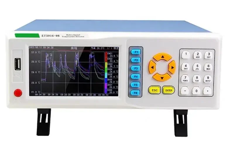 Grabador de temperatura de 8 canales, registrador de datos de temperatura, pantalla LCD de 5 pulgadas para espectáculo Digital, ET3916-8