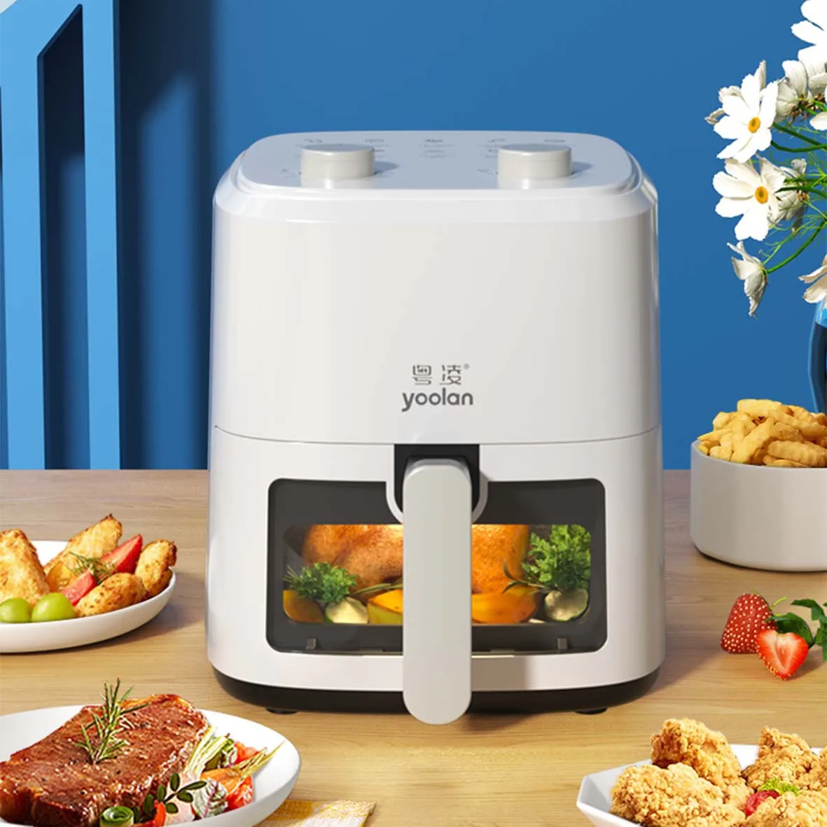 5L air fryer household large capacity mechanical easy to use visual multi-function