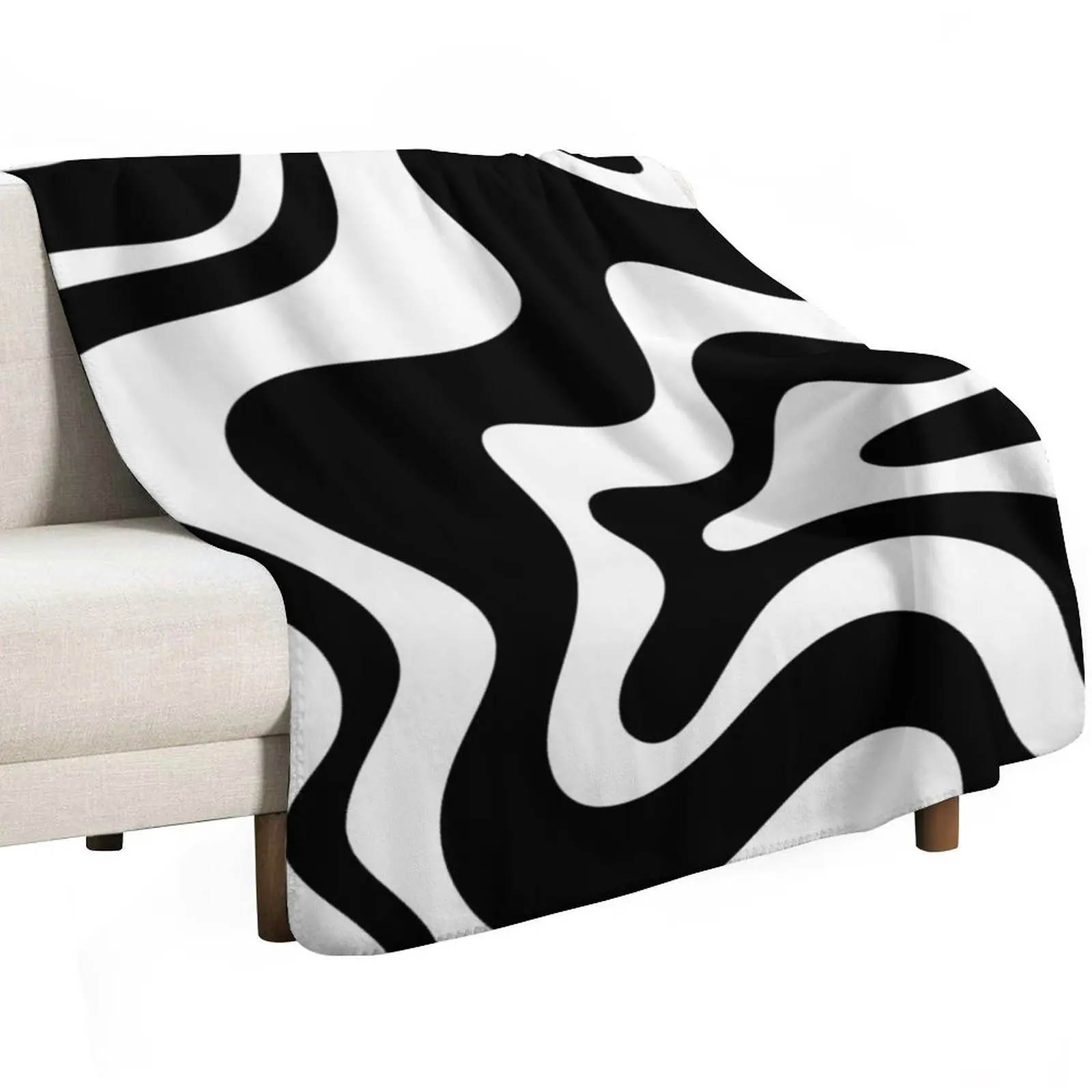 Patrón abstracto Retro de remolino líquido en blanco y negro, manta para sofás decorativos de viaje para bebé