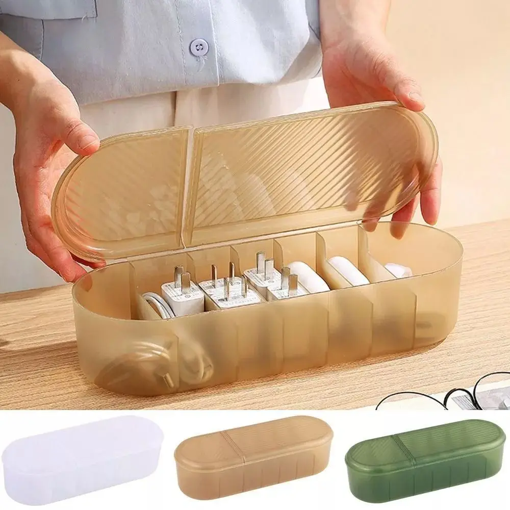 New Transparent Data Cable Box Plastic with Lid Cable Storage Box 7 Grid Large Capacity Charger Plug Finishing Box