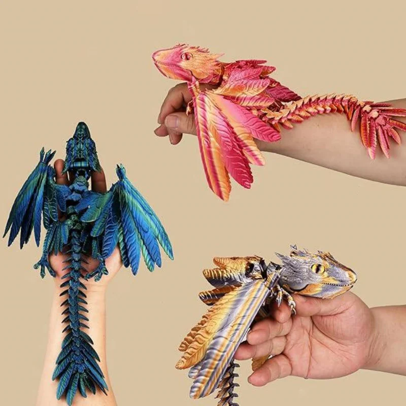 1 Piece with Three Color Options, 3D Printed Archaeopteryx Feathered Dragon Wings, Flying Dragon Ornament Toy, Creative Home Decor