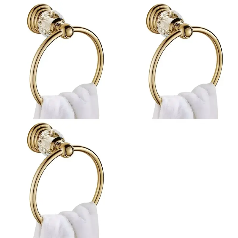 

Инновационное золотое кольцо для полотенец 3X Crystal Gold, настенный держатель для полотенец в ванную комнату, кольцо для полотенец для рук, аксессуар для ванной комнаты
