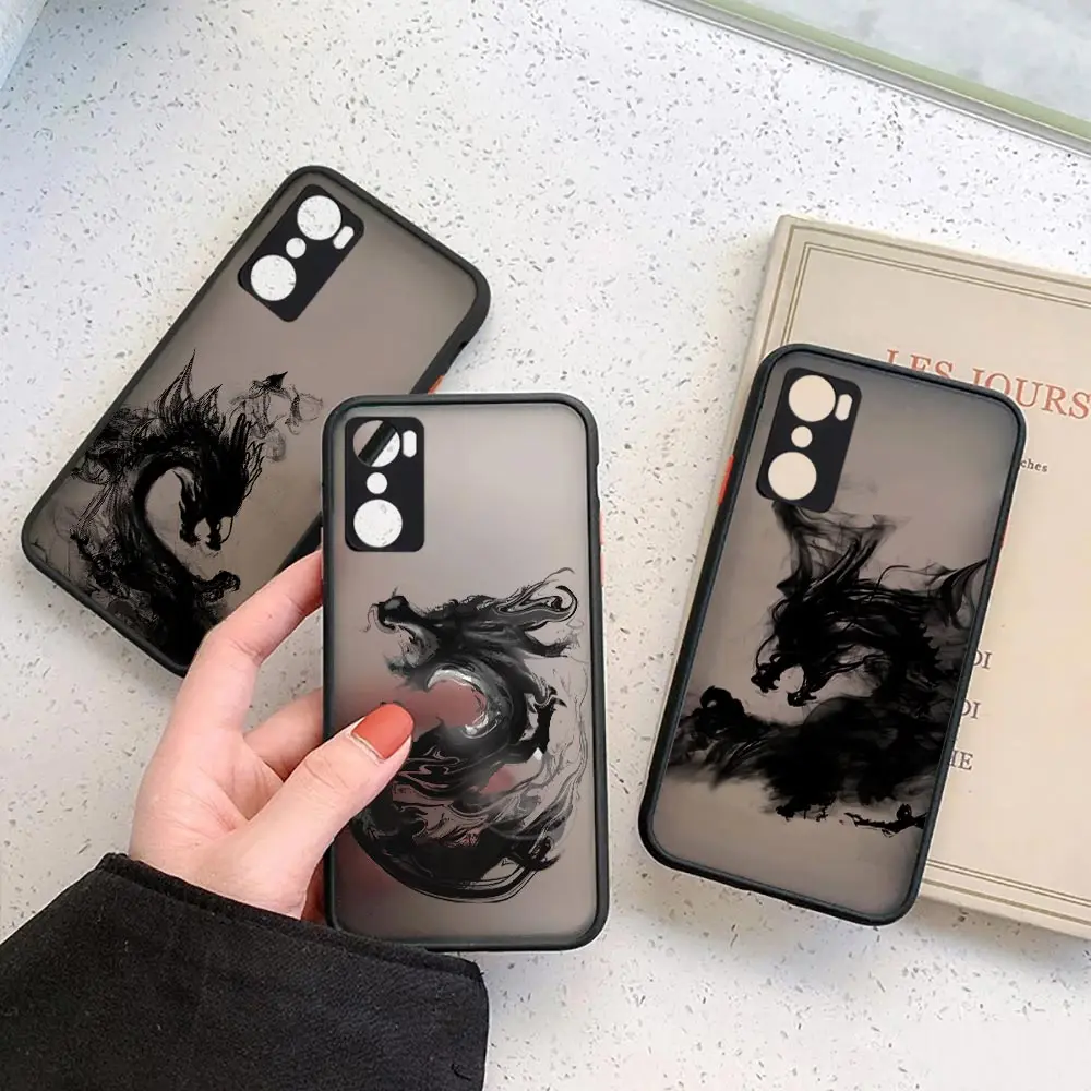 Dragon Pattern Ink Brush Painting Case for infinix HOT 20I 12 12I 11 11S 10 10I 10S 9 8 Play Pro Tecno Pova 3 Neo Camon 15 Cover