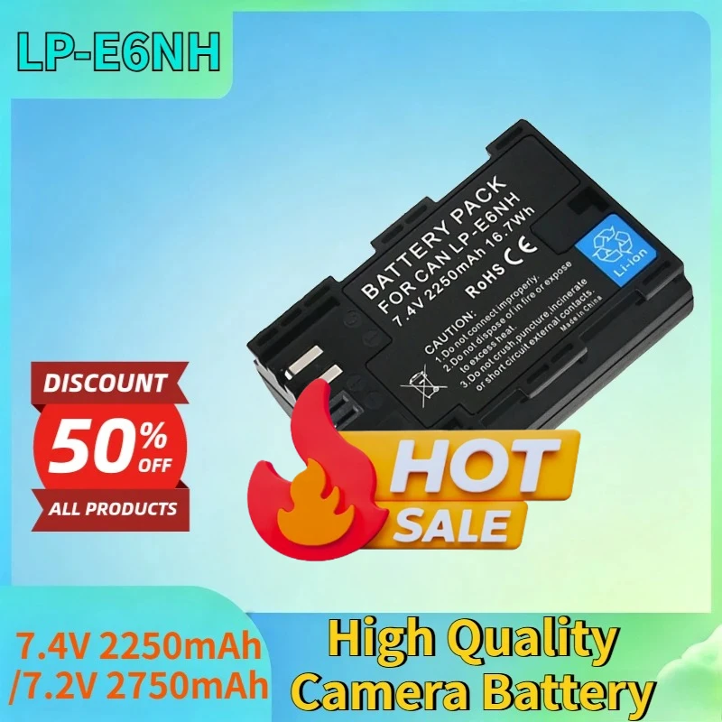 

LP-E6NH 7.4V 2250mAh/7.2V 2750mAh Li-ion Rechargeable Battery for Canon EOS R5 R6 R RP 5D Mark II High Quality Camera Battery