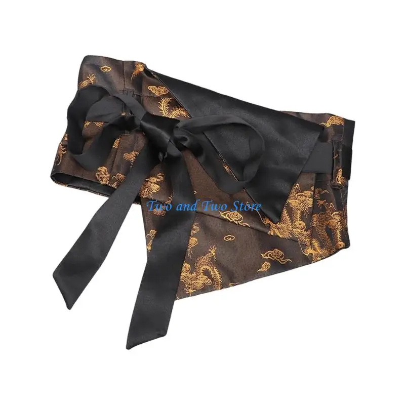 HX6F Adjustable Hanbiuk Waist Sash With Maple Breathable Fabric Belt For Historical Cosplay Daily Wear
