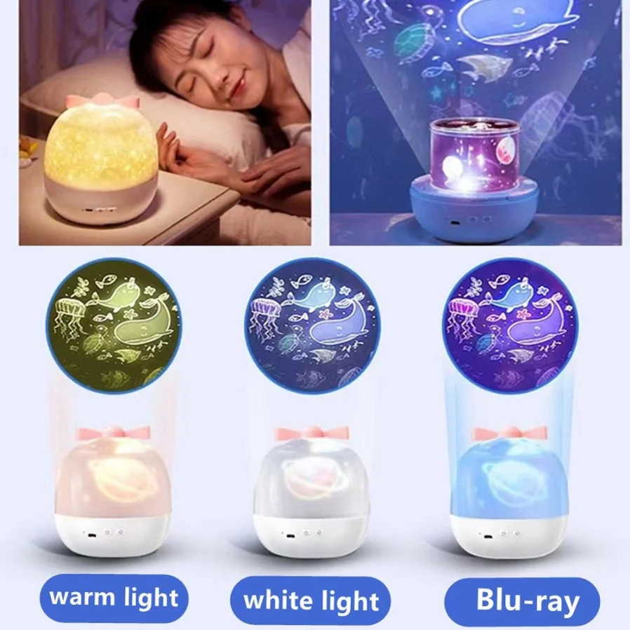MunLii Bluetooth Night Lamp Projector Starry Sky Night Light Projector Bedroom Decor Rotating Music Children's Night Light Gift