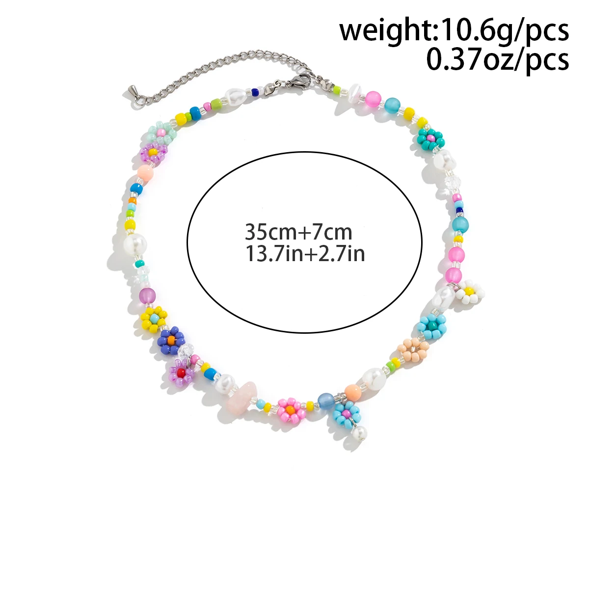 Boho Bunte Kleine Samenperlen Weben Blumen Halskette für Frauen Handgemachte Kurze Halsband Hals 2023 Mode Schmuck Zubehör – Detail 5