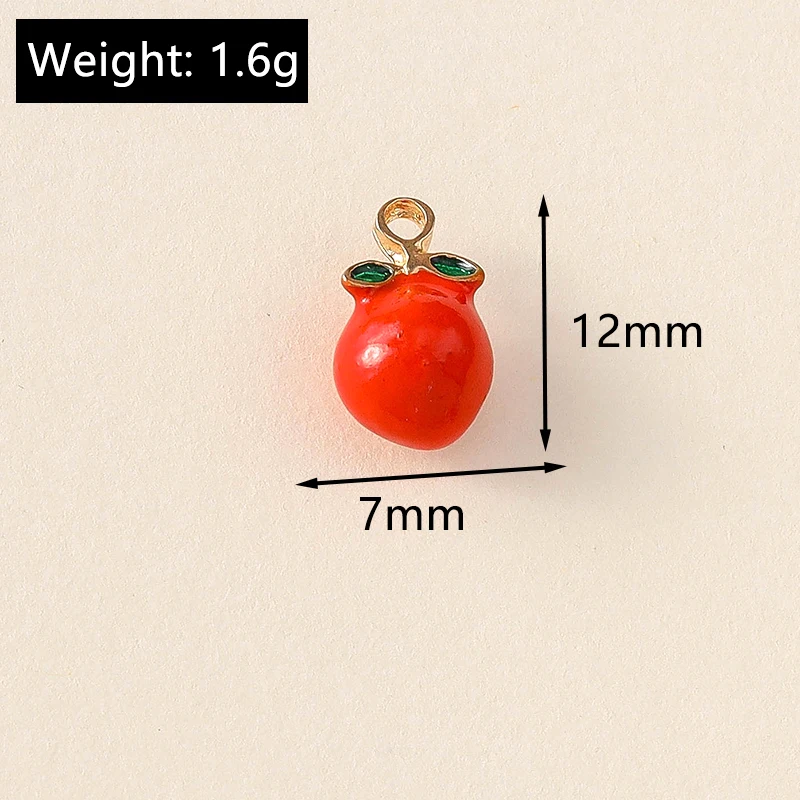 Leslie 5 Stück Emaille-Legierungs-Obst-Anhänger, 3D-Kirsche, Wassermelone, Pfirsich, Erdbeere, Anhänger für die Schmuckherstellung, DIY-Ohrringe, Halsketten – Detail 2
