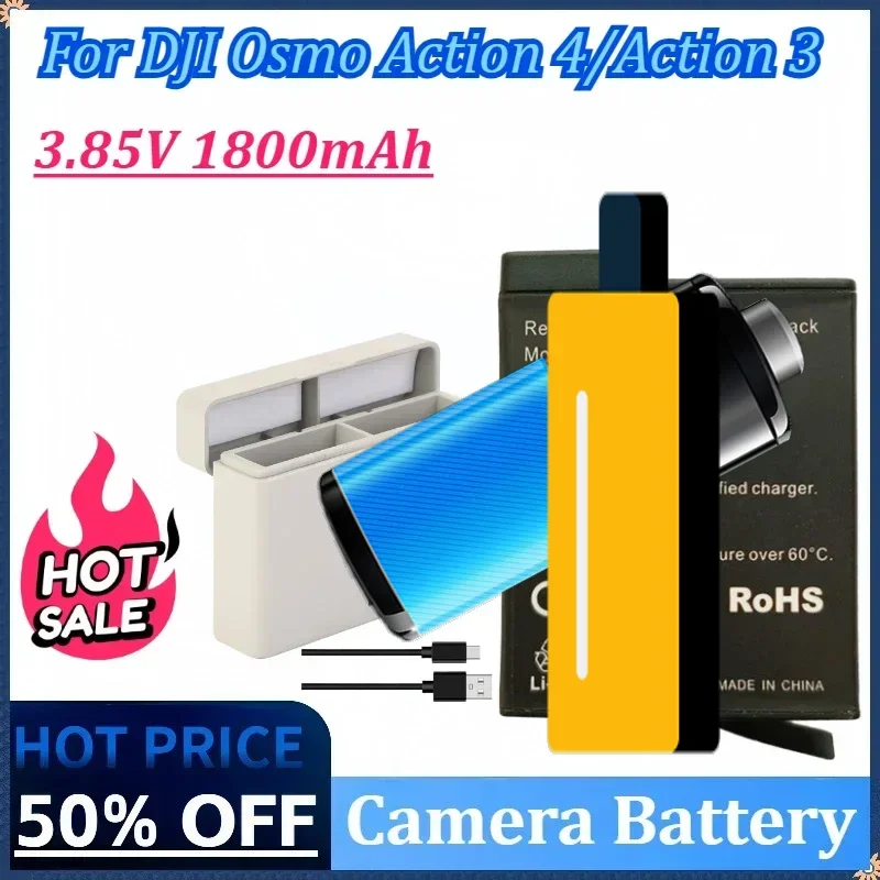 

Сменный аккумулятор 3,85 В, 1800 мАч для DJI Action 4/Action 3, аксессуары для камеры DJI Osmo Action 4/3, зарядное устройство