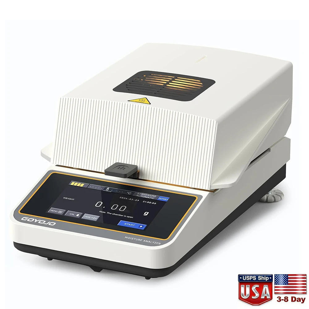 GOYOJO Portable Halogen Moisture Meter, Fast Heating & Drying (40-160°c), Ideal for Quick Moisture Testing in Food, Plants, and Building Materials,110g Lab Moisture Balance Analyzer 110V RS232 Interface
