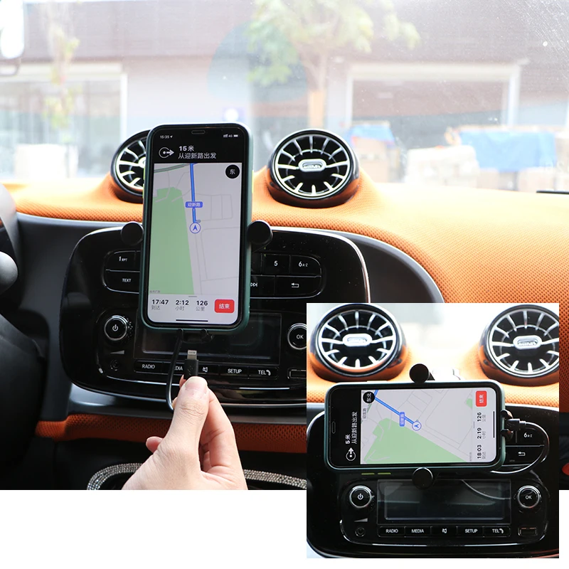Car Radio Mobile Phone Navigation Bracket Gravity Stand For Renault Kaptur Dans une Dacia TWINGO Charging Support Phone Holder