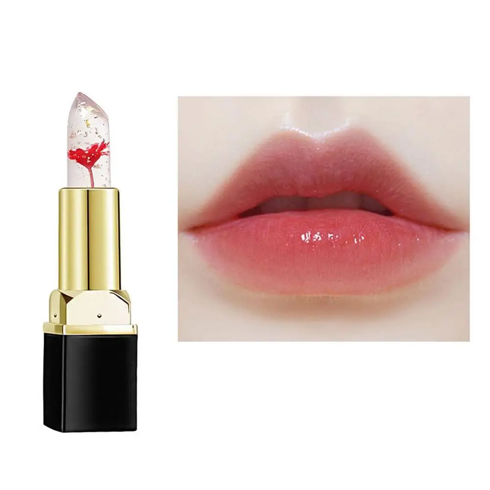 Nieuwe Bloem Lippenstift Kleur Veranderende Lipgloss Bevochtigende Lip Cosmetische Kristallen Balsem Kleurtemperatuur Make-Up Transparant Poma H4y7