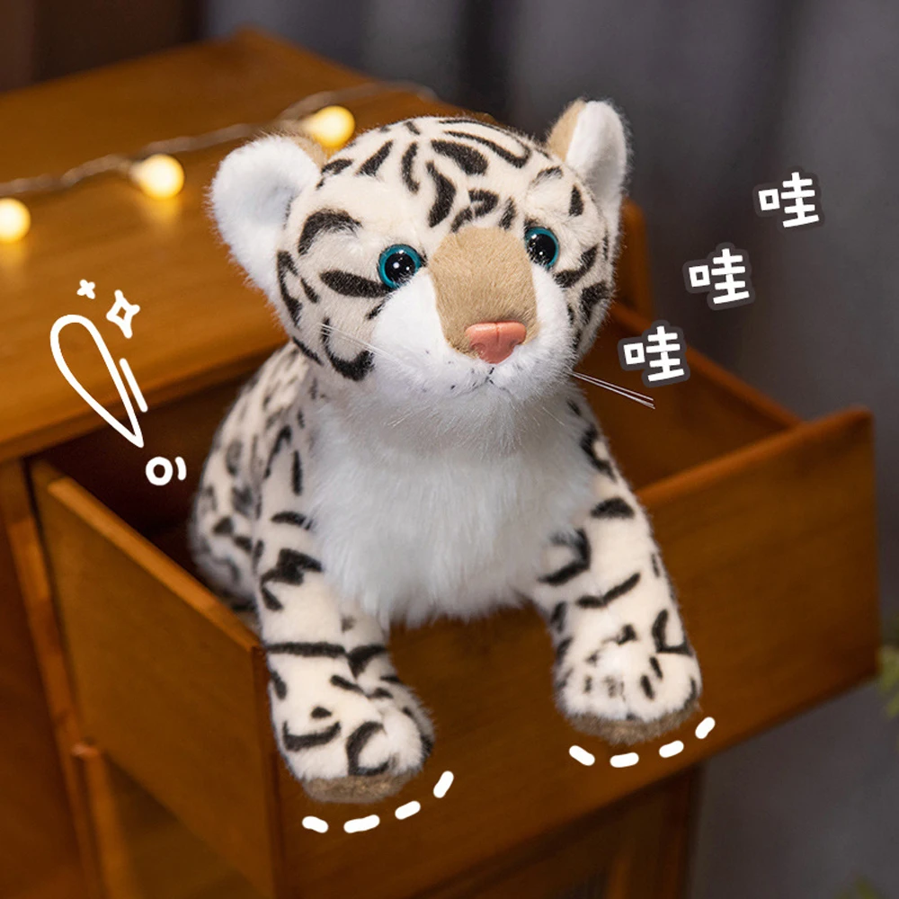 

Simulated Snow Leopard Plush Toys Stuffed Cheetah Wild Animal Realistic Wildlife Soft Dolls Zoo Trip Souvenir Christmas Presents