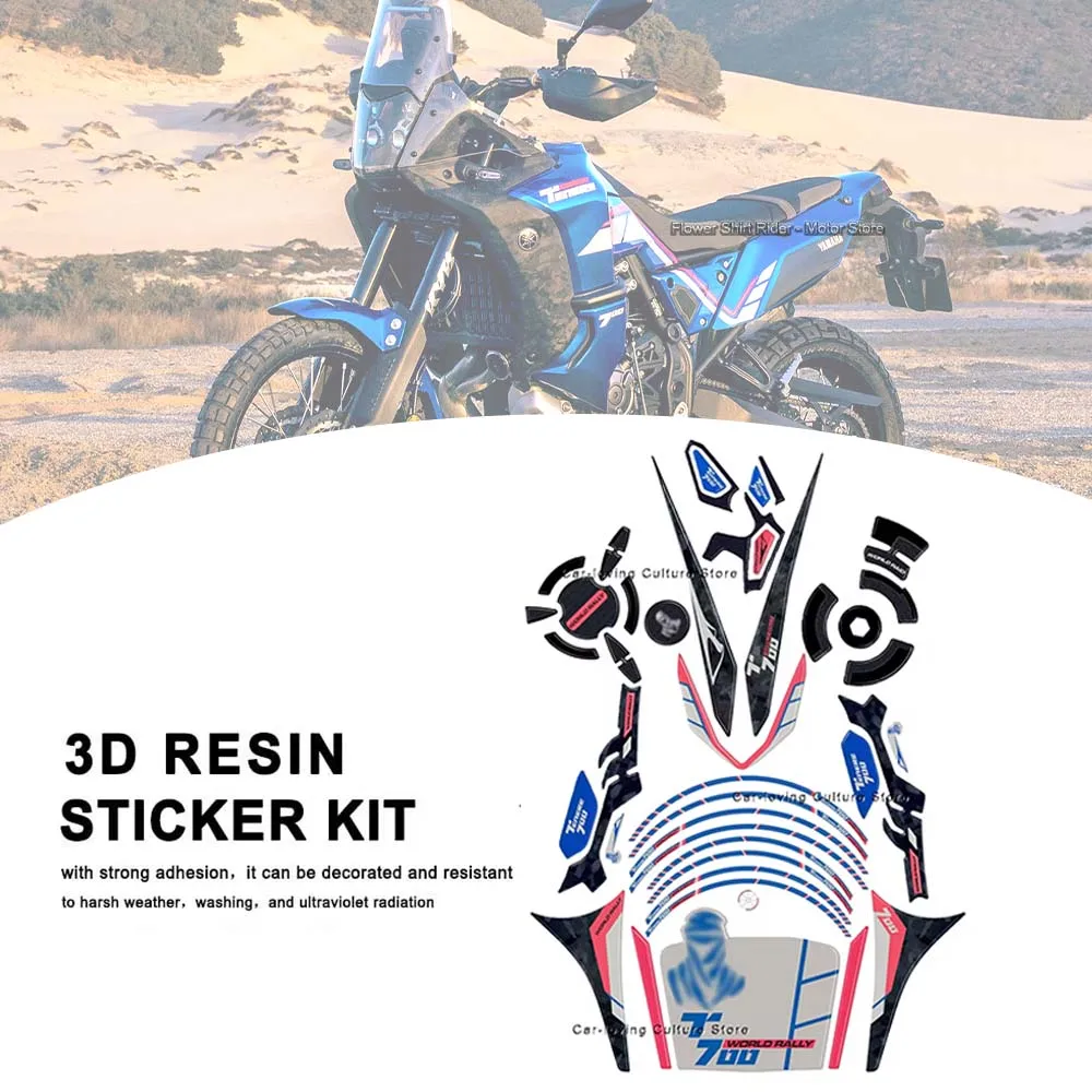 

3D Epoxy Resin Decorative Sticker Waterproof Motorcycle Tank Pad Protective Sticker Kit for Yamaha Tenere 700 World Rally