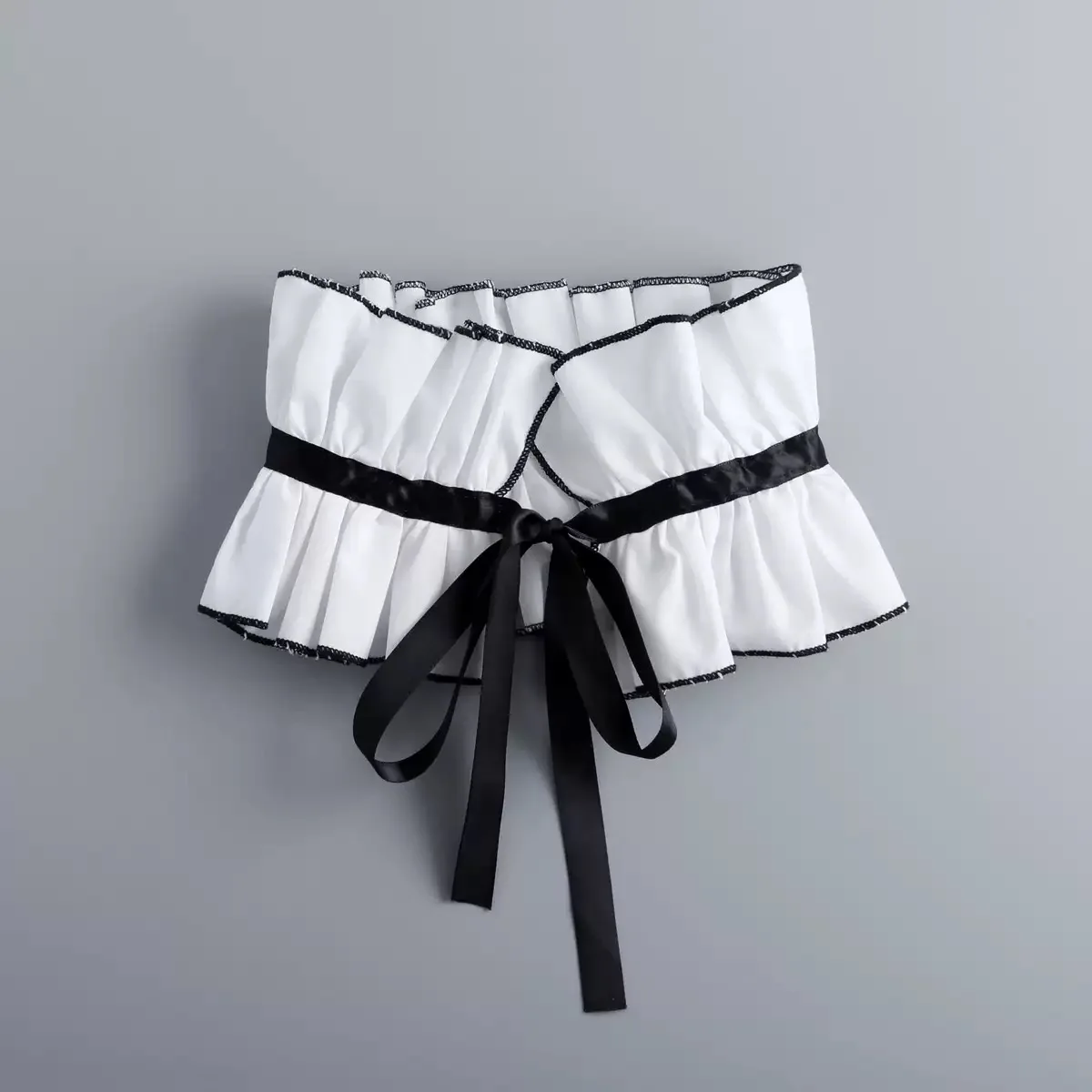 Colletto finto in cotone bianco nero Collo alto Colletto alla coreana Tracolla staccabile Colletto per camicetta con volant Accessori per costumi cosplay