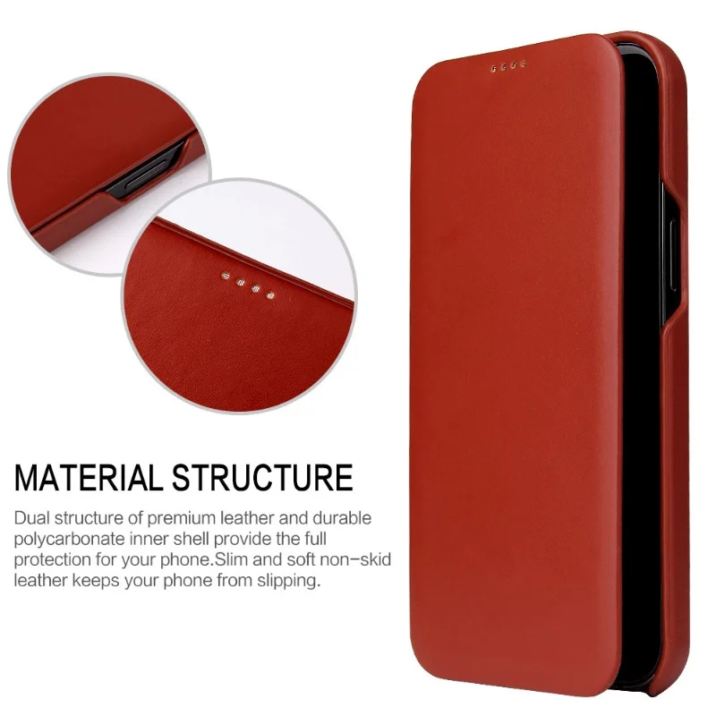 Vertical Flip Cover Cowhide Leather Case for iPhone 15 Pro Max 14 13 12 11 Xs Max Xr 7 8 Plus Screen Adsorption Protective Shell