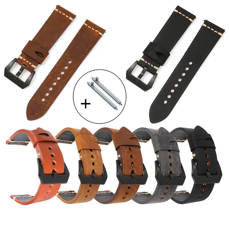 

Watch Strap 20mm 22mm 24mm Genuine Leather Watch Band Universal Replacement Watchbands w Qucik Release Pins Wrist Belt