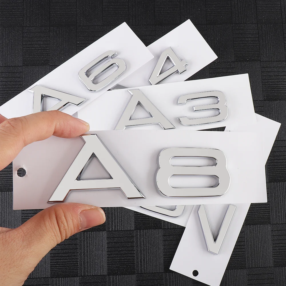 3D ABS A3 A4 A5 A6 A7 A8 Logo Emblem Auto-Abzeichen Kofferraum-Aufkleber Kotflügel-Sticker für AUDI Sline A4L A6L A8L A4 QUATTRO Zubehör