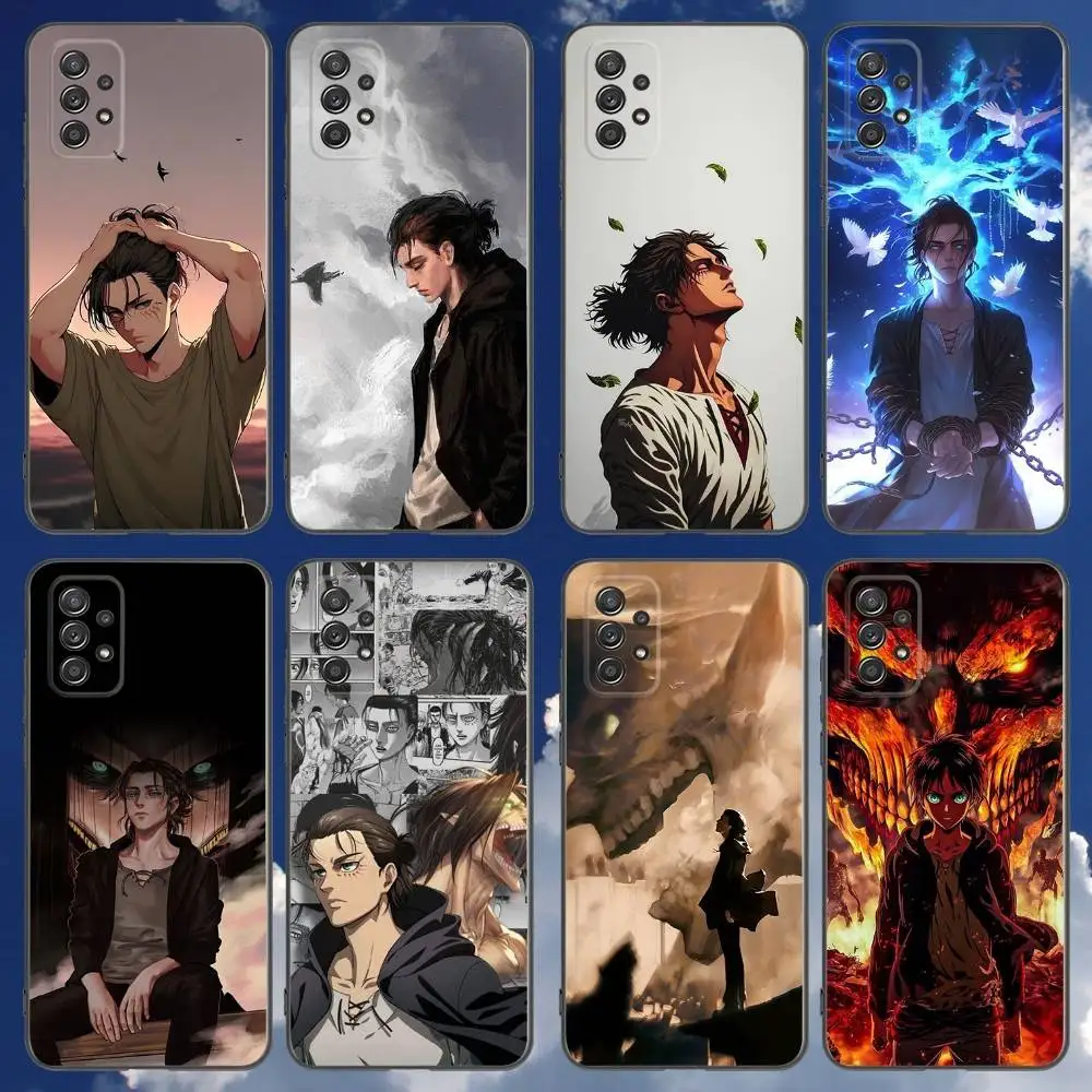 

Anime E-Eren Yeager Phone Case For Samsung Galaxy A 91,80,73,72,71,53,52,51,22,5G Shockproof Soft Black Cover