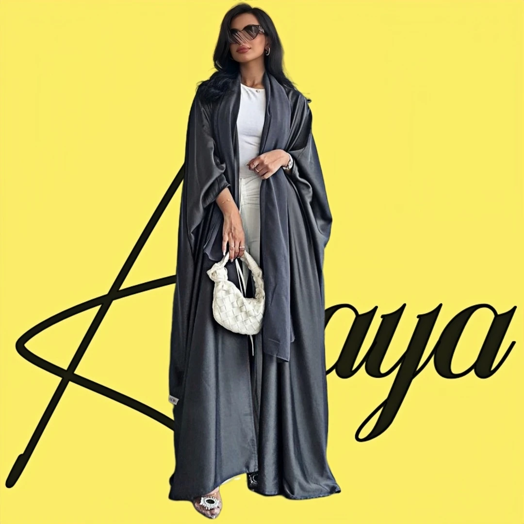 

Solid Color Loose Plus Size Women's Robe Bat Sleeve Long Design Cardigan Abaya2025 Spring New