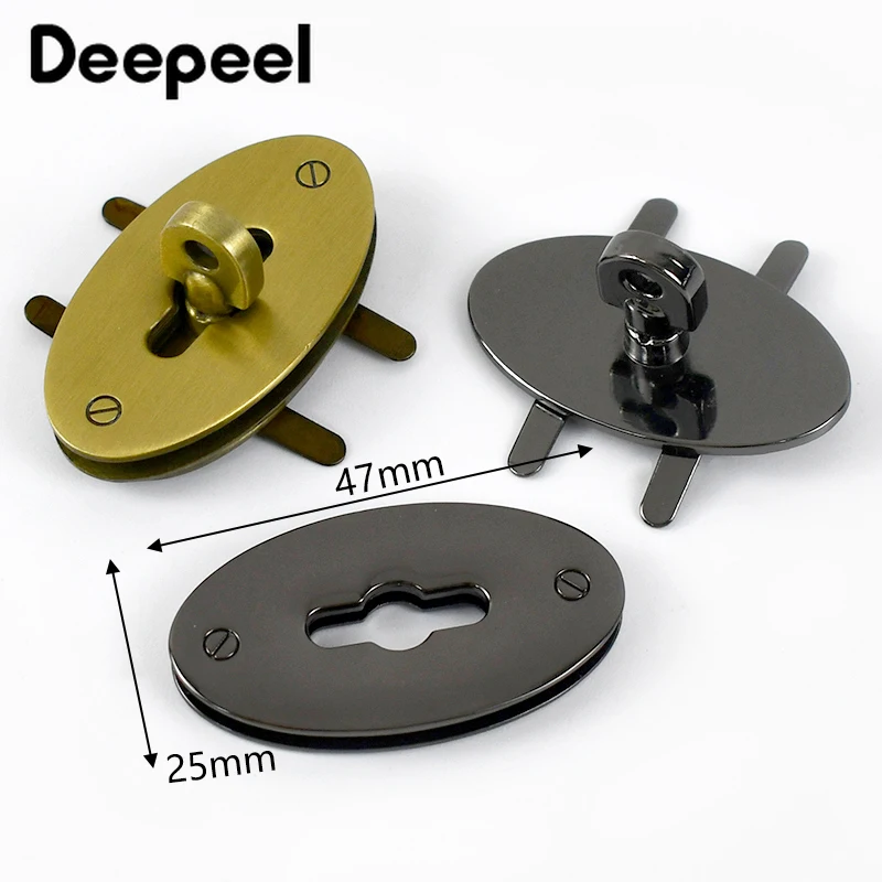 Deepeel 2Pcs 47mm Oval Egg Metal Turn Lock Snap for Women Handbag Twist Latch Clasps DIY Closures Buckle Hardware Accessories