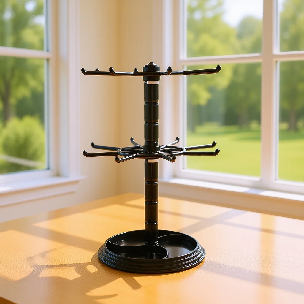 

Necklace Holder Stand with Rotating Design for Small Jewelry Accessories Display Hanger Keychain Organizer Rack Desktop Storage