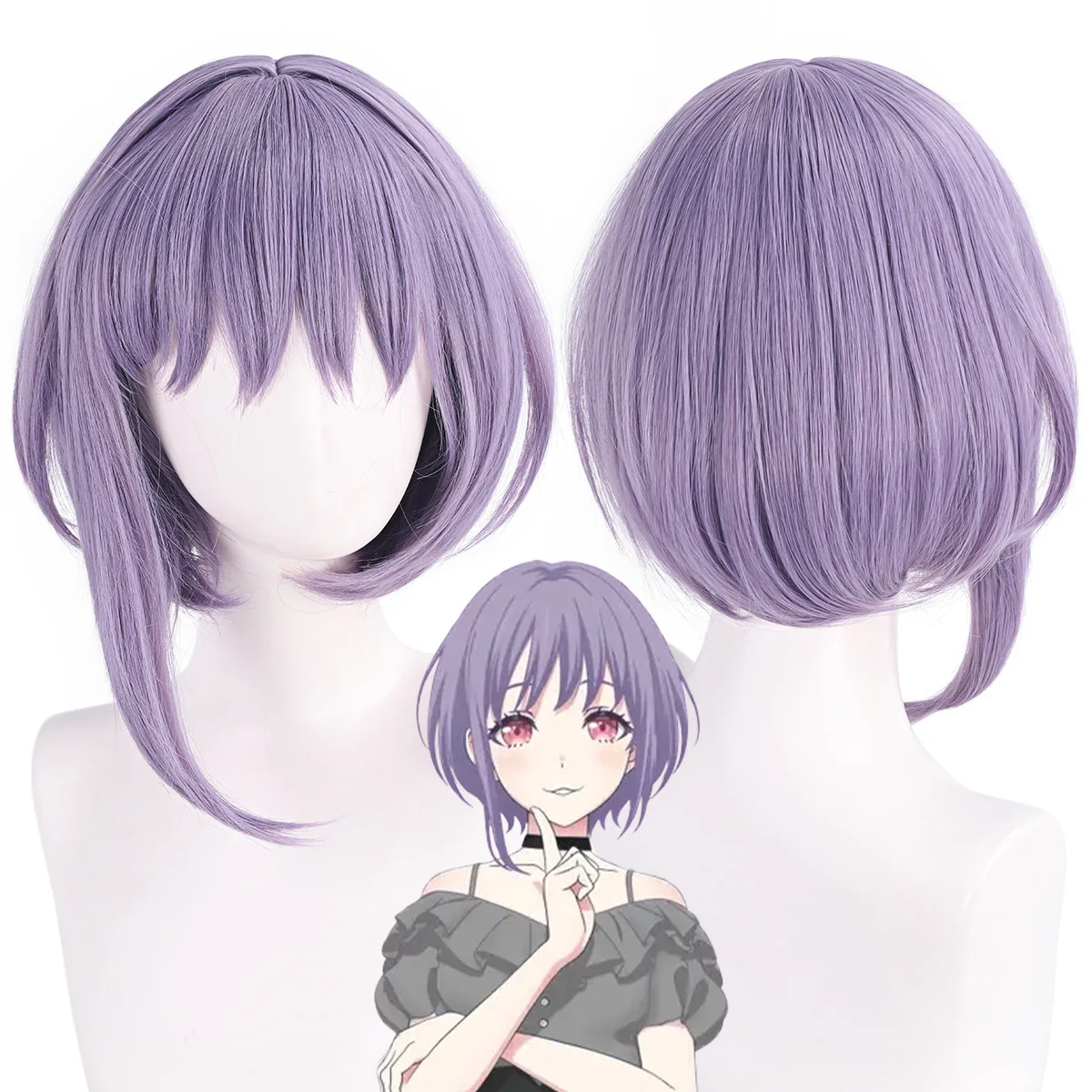 

Ave Mujica Amoris Cosplay Wig Nyamu Yūtenji Muted-purple Bob Haircut Heat Hair Synthetic fiber wig