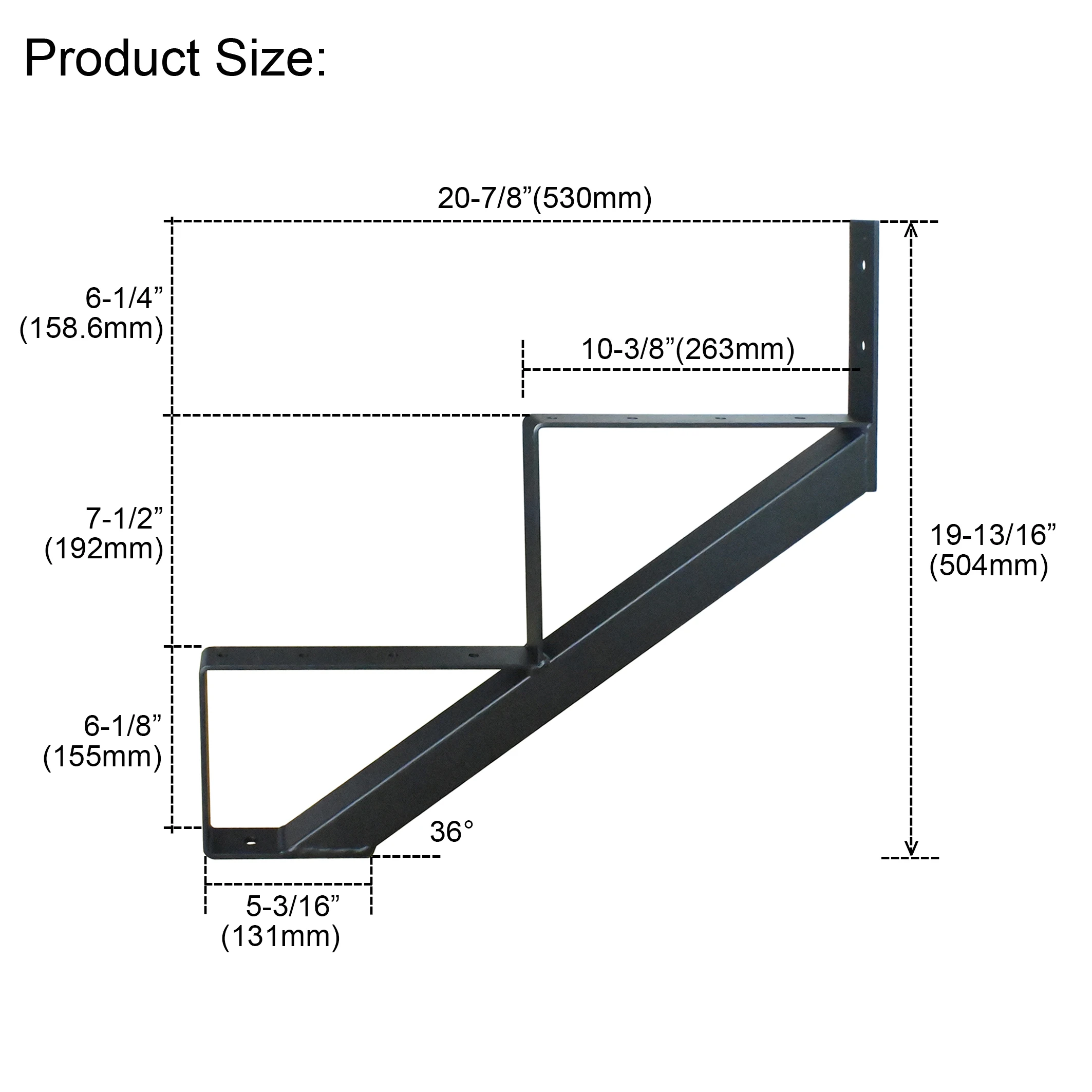 DIYHD Elevador de escalera de acero Cuerda de escalera de 2 escalones para altura de cubierta de 10 pulgadas, negro recubierto de polvo, capacidad de carga máxima: 500 lb, 2 paquetes