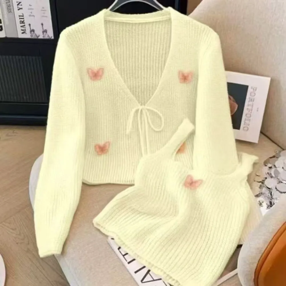 

New Butterfly Knitted Cardigan Thin V-Neck Outwear Long Sleeve Casual Tops Women
