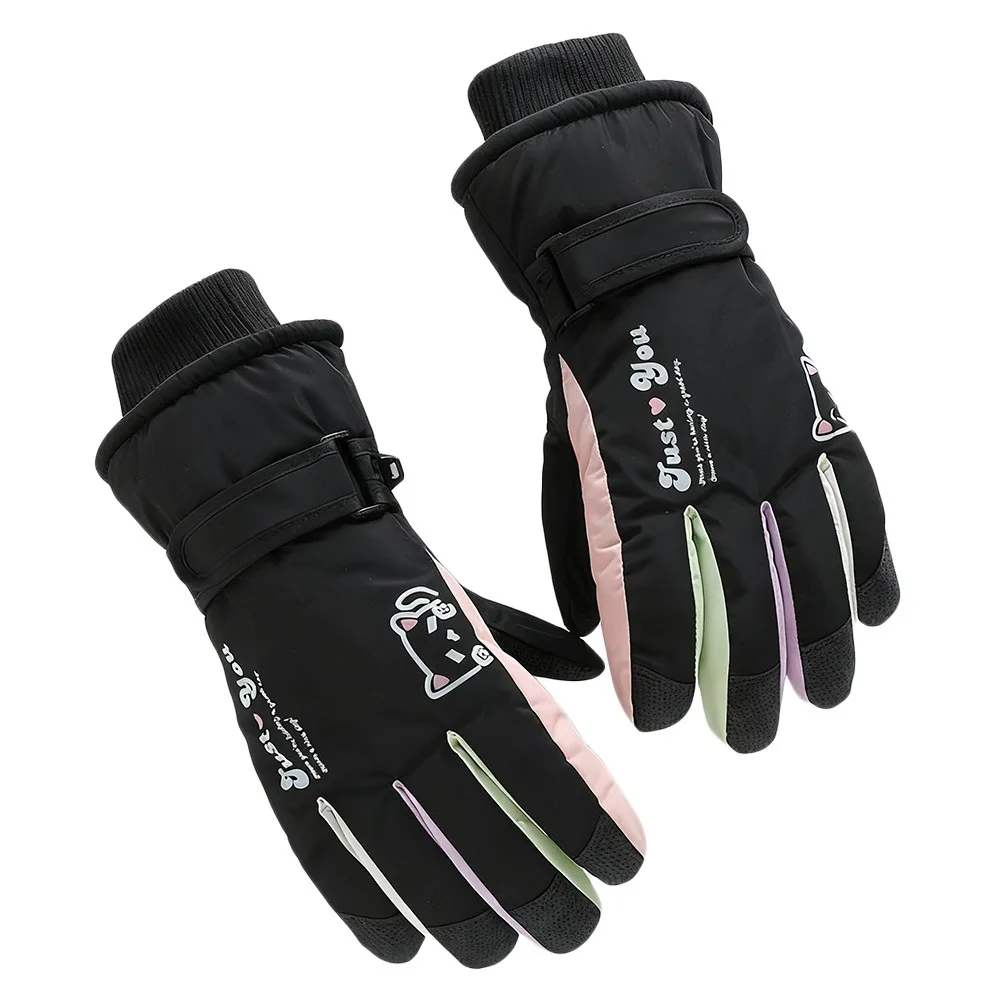 

Fashion Warm Winter Gloves Lining Fleece Thickened Thermal Snowboard Ski Gloves Cute Cat Nonslip Touchscreen Mitten Men Women
