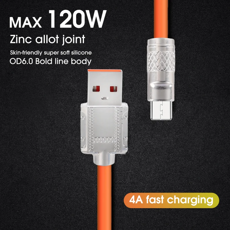 120W 6A Super Fast Charge Type C Liquid Silicone Cable Quick Charge 1M USB Cable Usb C Charger Cable for Huawei Samsung Xiaomi