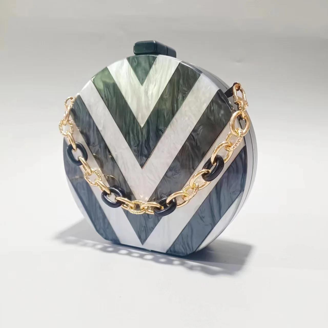 

Summer Dinner Retro Splicing Bag Trendy Acrylic Shoulder Chain Women Borse Lusso Firmate Luxury Crocodile Texture Evening Clutch