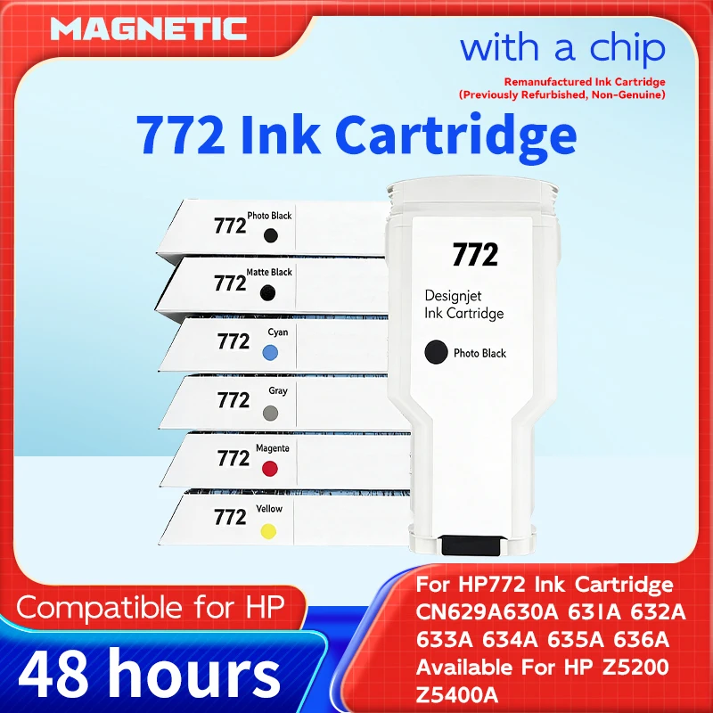Available For HP Z5200 Z5400A, 8Color Compatible for HP772 Ink Cartridge CN629A 630A 631A 632A 633A 634A 635A 636A