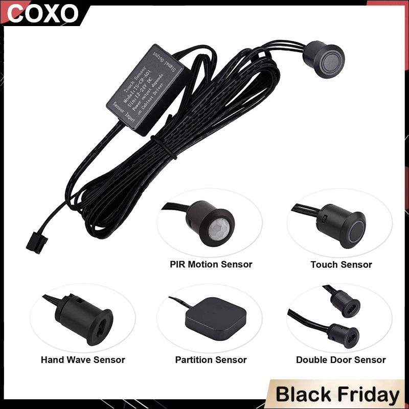 

Mini LED Cabinet Light Sensor Switch Closet Touch/Hand Sweep/PIR Motion/Partition/Door Control Kitchen Wardrobe Lamp 12/24V