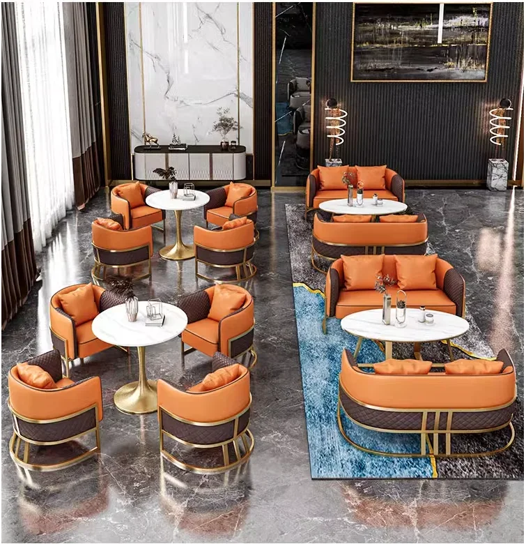 

Легкая роскошная кофейня, стол для переговоров и стул, комбинация для отдыха, приема, офиса, дивана, небольшой круглый стол, диван-будка