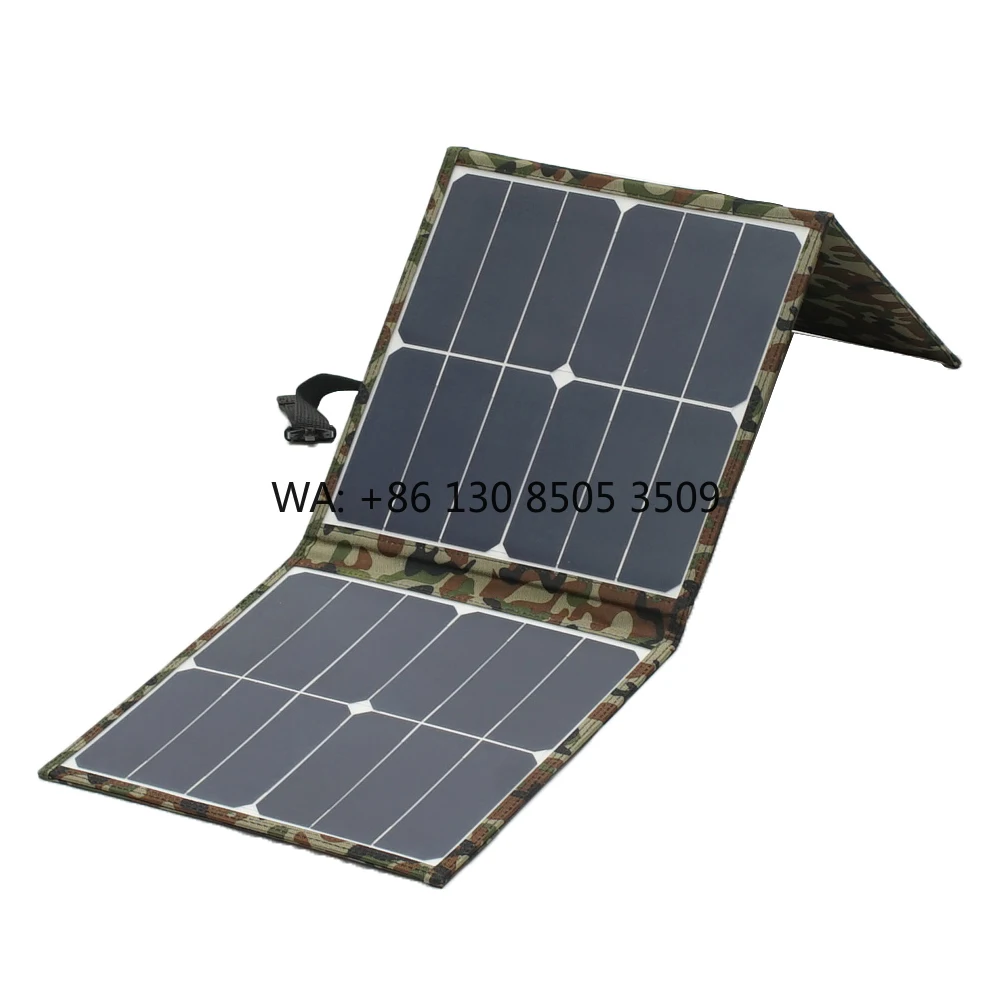 

High Efficiency 18V DC PD 60W USB 5V Output Waterproof IP67 Foldable Flexible Portable Black A-grade Monocrystalline Solar Panel