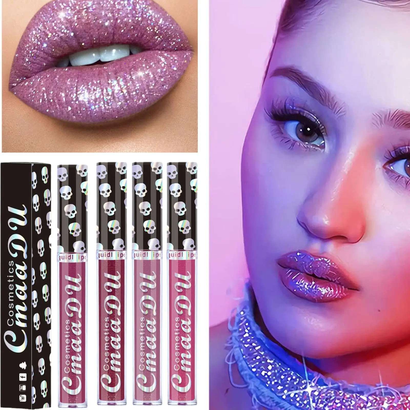 Laser Skull Diamond Symphony Lipsticks Shiny Velvet Lip Up Cosmetic Cares Make Lasting Moisturizing Gloss Glitter Lips S1J3