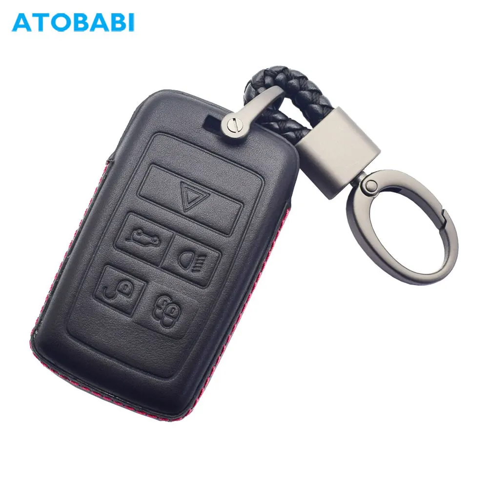 4D Real Leather Car Key Case For Land Rover Range Rover Sport Evoque SV Defender Discovery Jaguar E-Pace F-Pace Remote Fob Cover