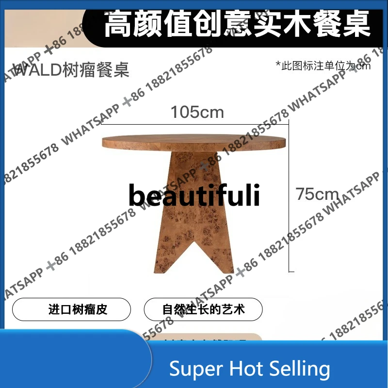 

D85 Tree Tumor Dining Table Round French Vintage Living Room Log Table Dining Room Home Art