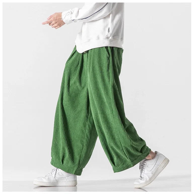 Men's Japanese Style Warm Thicken Corduroy Pants Autumn Winter Fashion Harajuku Wide Leg Loose Trousers