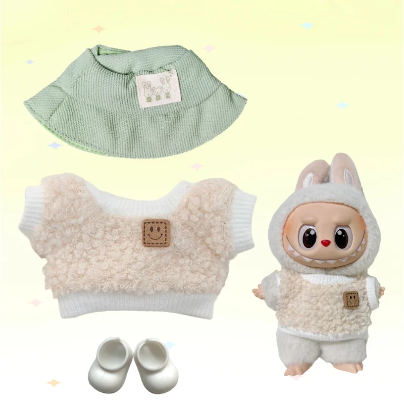 ラブブ人形用ビニールミステリーボックスコレクション、ラブブ布製ぬいぐるみ帽子＆衣装セット（吊り下げチャームアクセサリー付き）