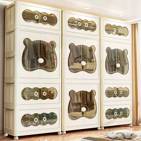 Wardrobe Clothes Baby Storage Cabinet Wardrobe Furniture Guarda Roupa Infantil Foldable Plastic Closet Bedroom Furniture